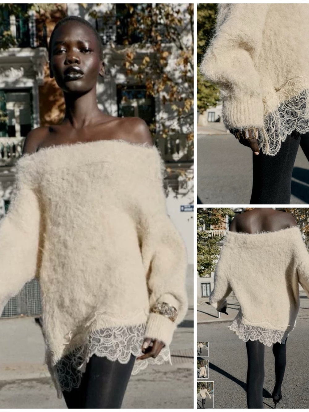 ZARA ~ Lace Knit Tunic Sweater